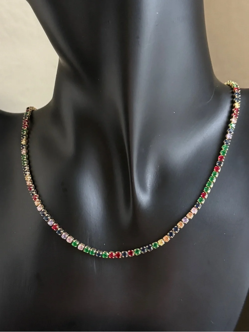 18K Gold Plated Multicolor CZ Tennis Necklace